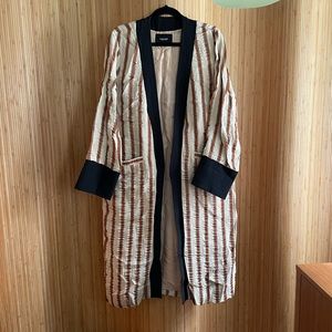 Rachel Comey Striped Coat in Cream and Brown